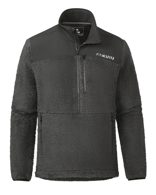 Sherpa Fleece Zip Pullover | Asphalt